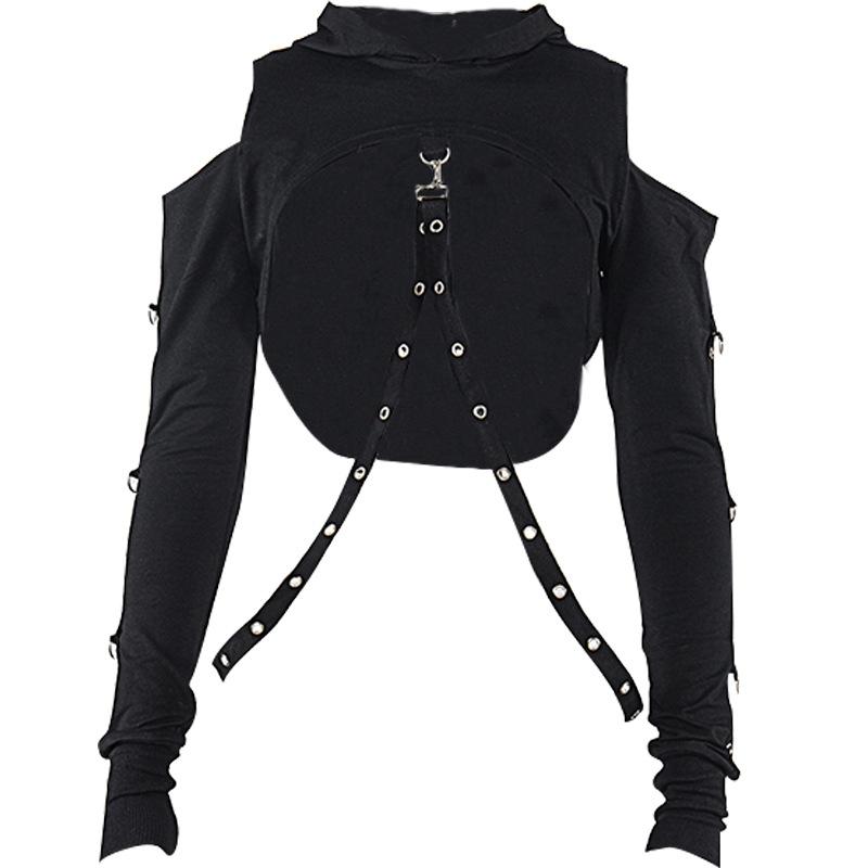 Women Gothic Punk Hoodies Bandage Sexy Vampire Halloween Sweatshirt Crop Top