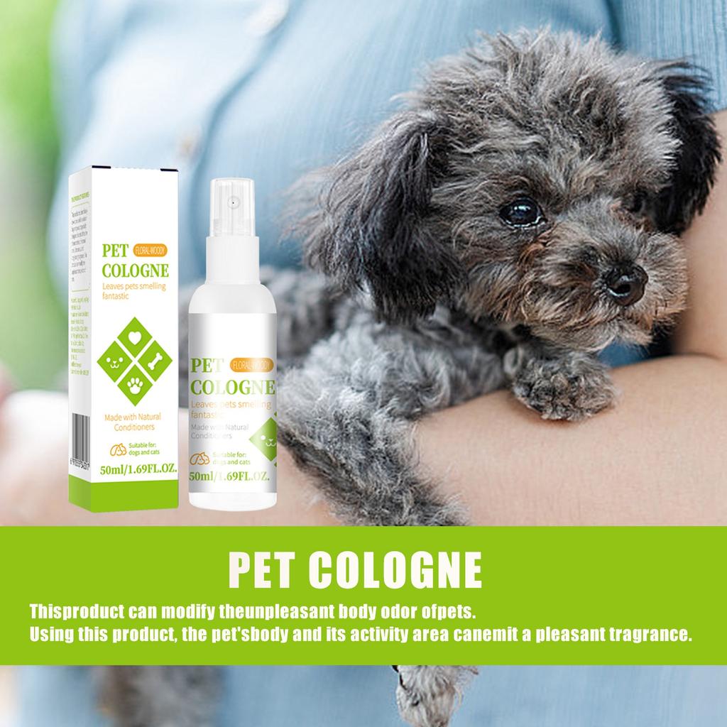 Sprej pro psy a kočky, kondicionér a odstraňovač zápachu, parfém odstraňující psí zápach, parfém odstraňující kočičí zápach pro všechny typy srsti, 50 ml/1,69 OZ