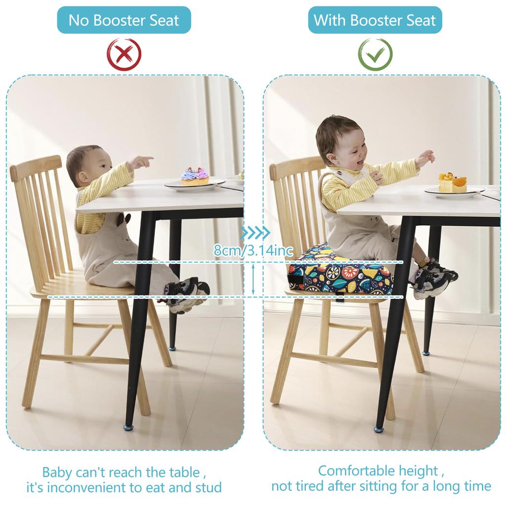 Booster Seat Cushion Children Increased Sitting Cushion Kids Non Slip Pad Baby Dining High Chair Cushions with Adjustable Belt