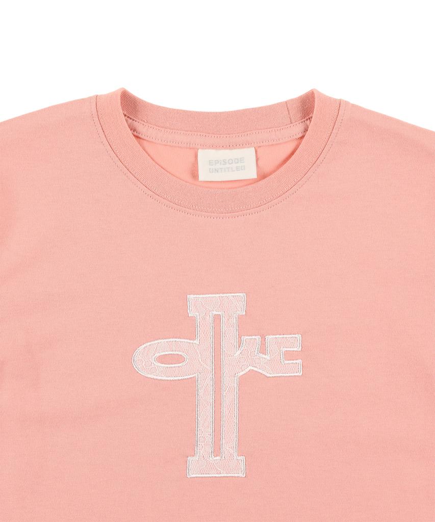 EPISODE UNTITLED Lace Applique Logo Crop Top Pink