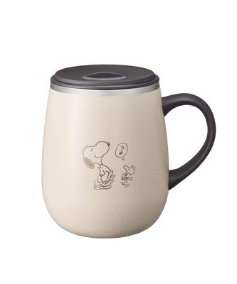 BRUNO PEANUTS Edelstahlbecher mit Deckel, Hoch 460ml, Snoopy Design, Isoliert heiße und kalte Getränke, Doppelschichtige Vakuumwand, Edelstahl,