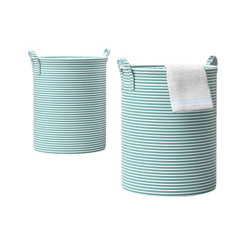 Foldable Bedroom Laundry Basket with Stripes - Clothes Hamper and Bathroom Storage Bin