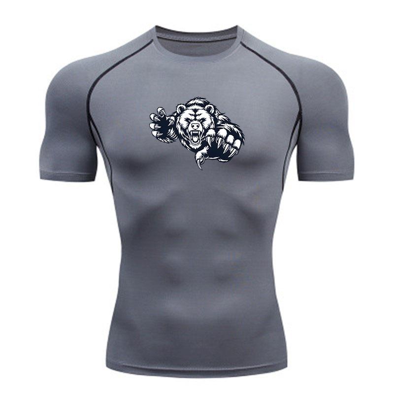 Men's Compression Athletic T-Shirt, Angry Wild Bear Graphic