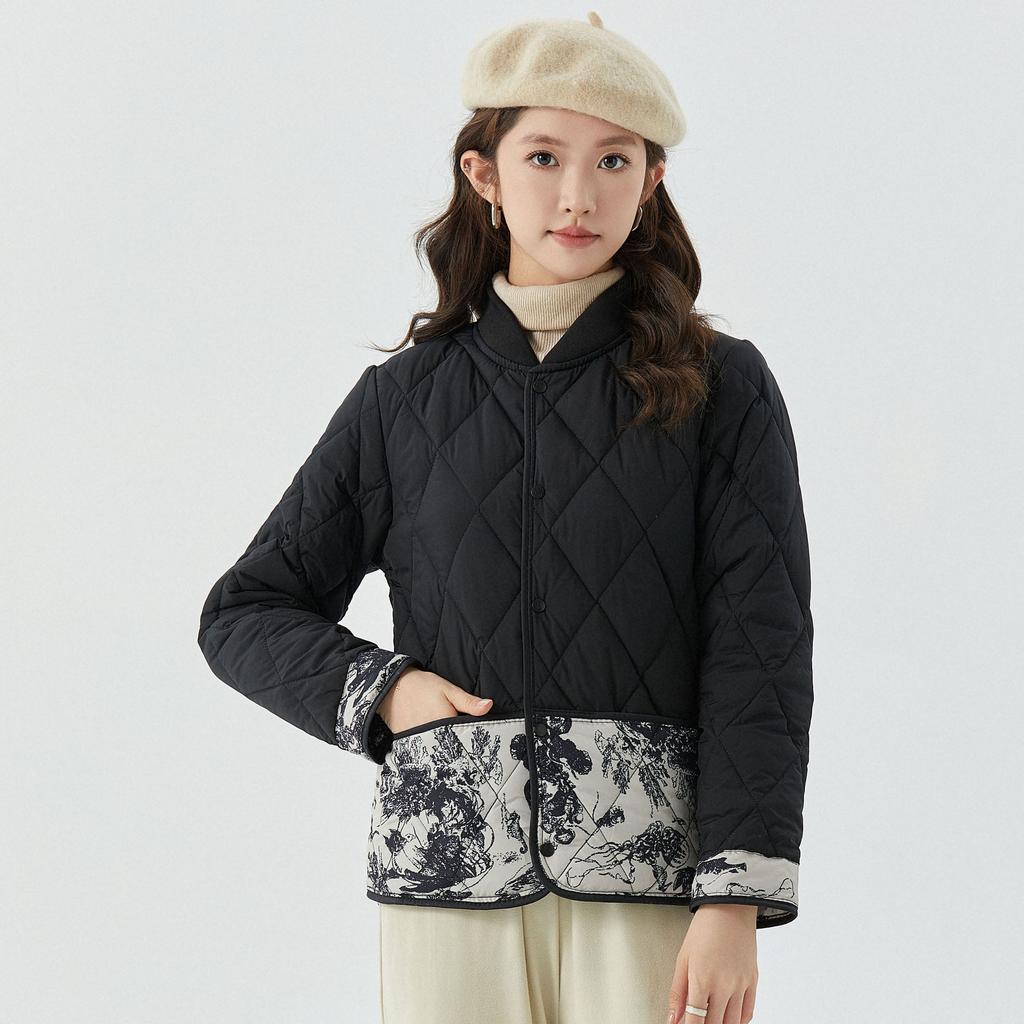 Women's Fall and Winter Long-sleeved Warm Light Chinese Style Fashion Casual Threaded Collar Outside The Cotton Cotton Clothing 2522