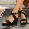 Cross-border Foreign Trade Large Size Wedge Sandals Women's New Summer Casual Peep Toe Roman Style Platform Beach Sandals