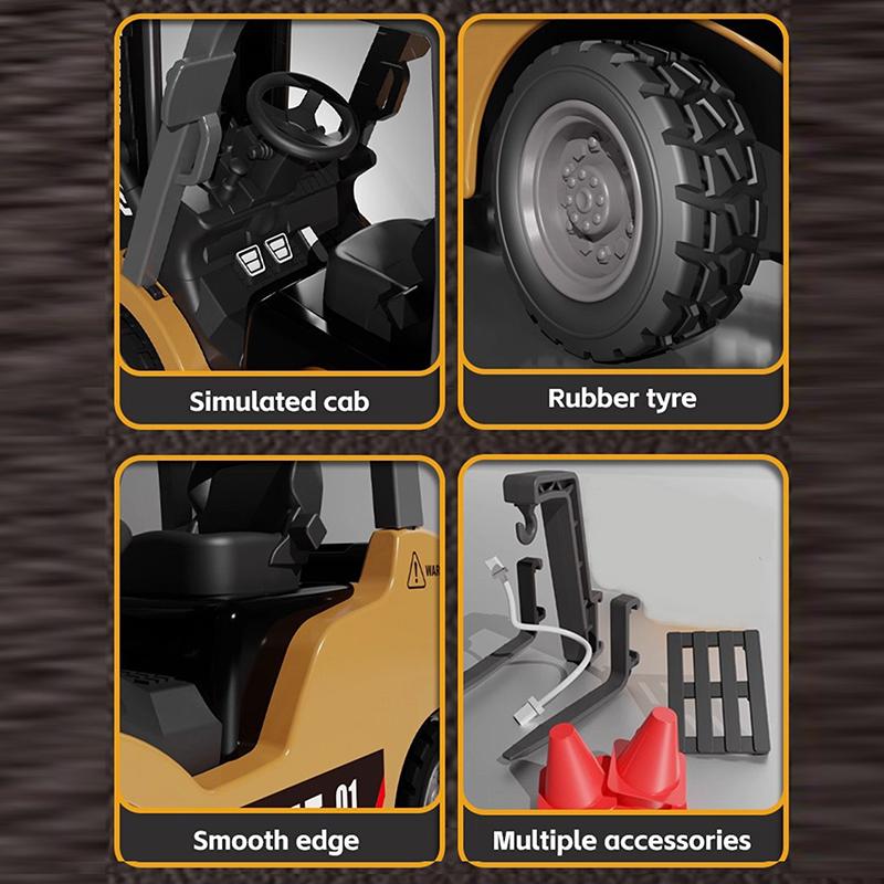 1/64 Remote-Controlled Alloy Forklift Engineering Vehicle Tabletop Toys Model Collection Gift For Boys