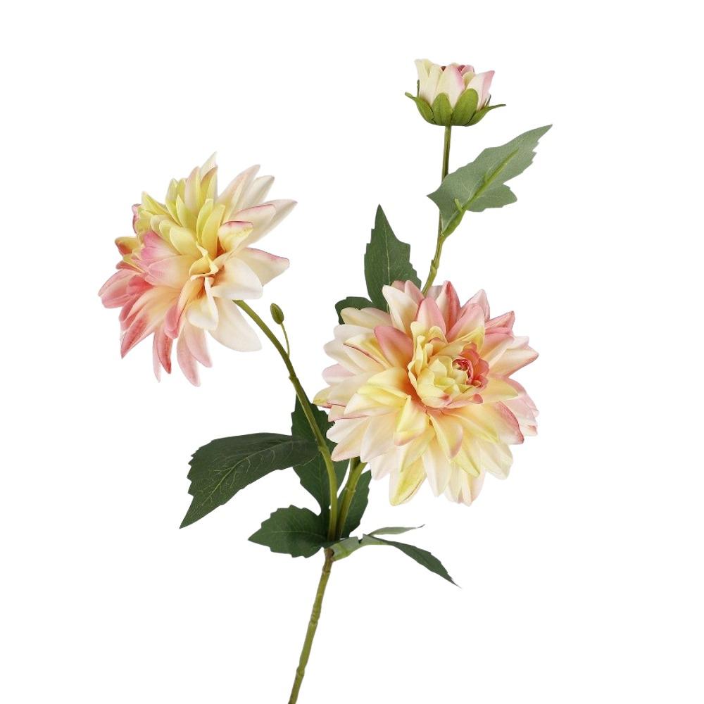New 76cm Length Artificial Dahlia Flower Long Branch Floral Arrangement Faux Flower Realistic 3 Heads Silk Flower Home Decor