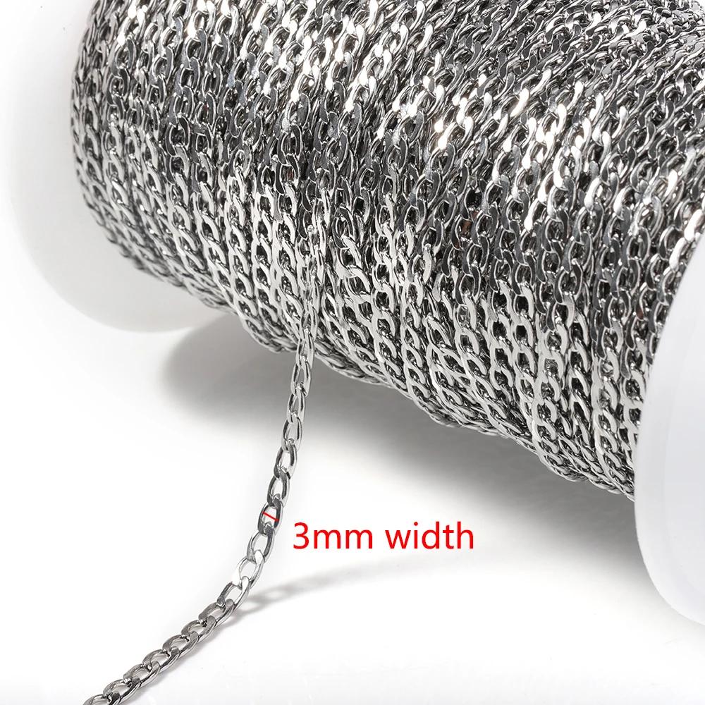 

1M Stainless Steel Gold Color Chain Heavy Oval Square Chunky Hip Hop Punk Link Chain DIY Jewelry Making Necklace Bracelet Chains 1meter