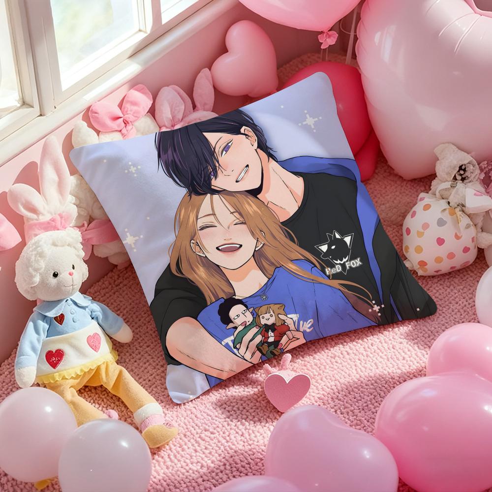 My Love Story with Yamada-kun At Lv999 Cushion Cover Pattern Printed Pillowcase for Living Room Sofa Cushion Cover&Bedroom Decor
