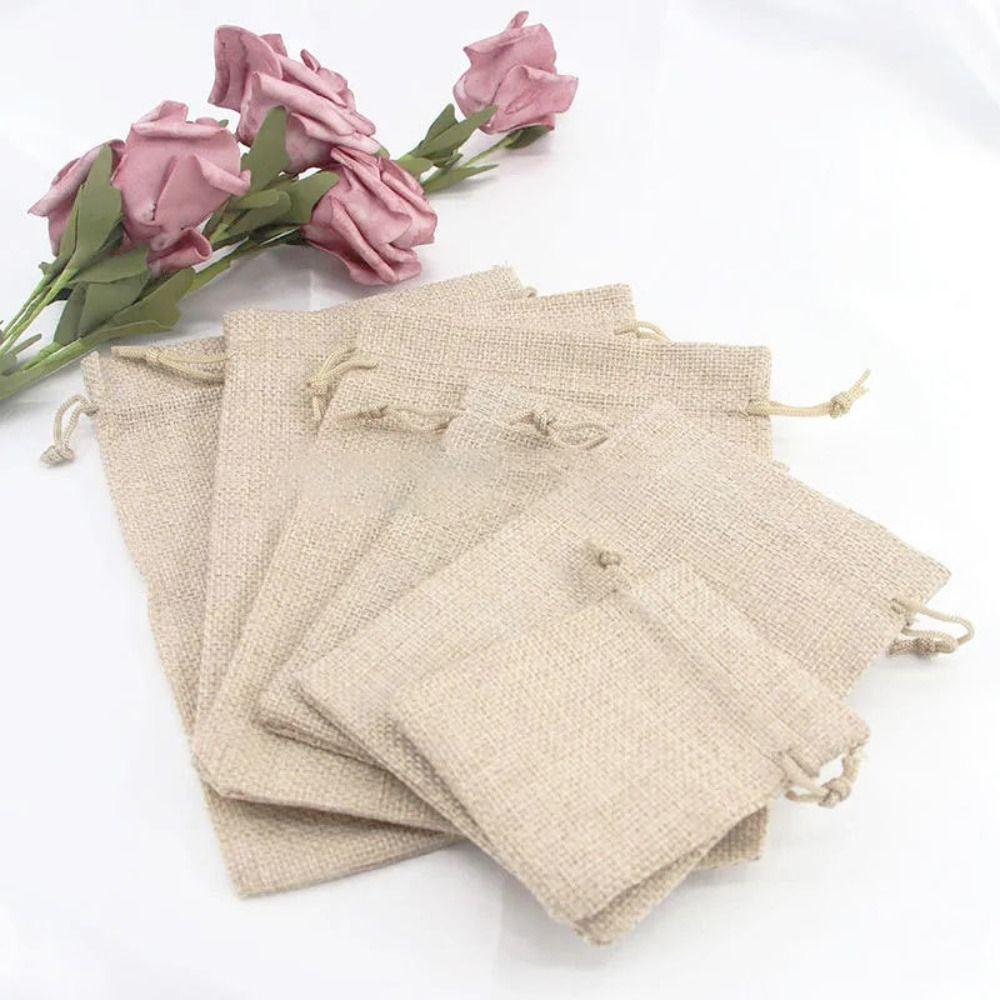 10Pcs Dust-proof Storage Bags Drawstring Linen Bags New Jewelry Pouches