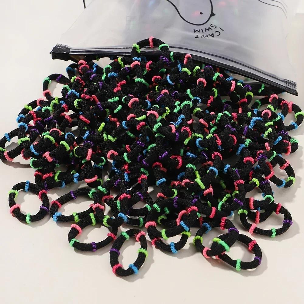 40/60pcs Kids Colorful Small Rubber Bands Girls Hair Ties Headbands Non Damaging Tie Ponytail High Elastic Durable Hair Rope Set