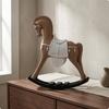 Saddled Horse Figure Waving Mane and Tail Resin Sculpture Home Decor Apricot a