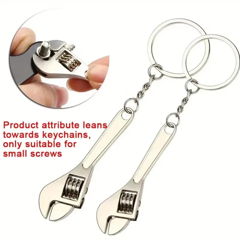 1 szt. Kreatywne narzędzie Klucz nastawny Klucz łańcuszek do kluczy, Metalowy brelok dla mężczyzn