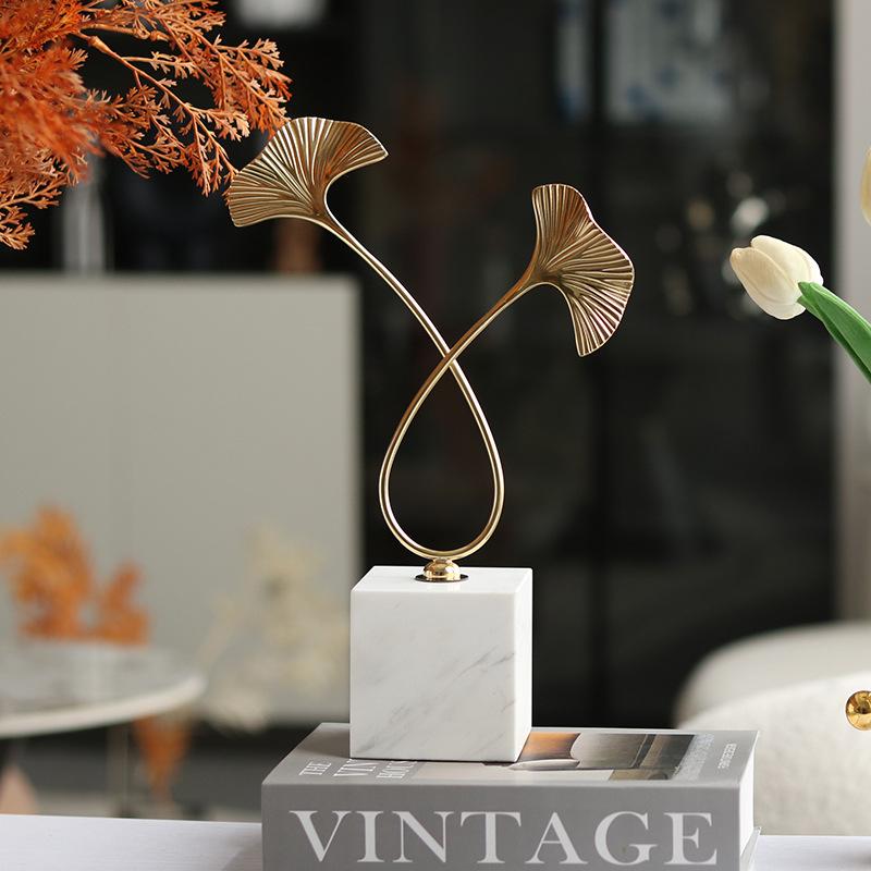 New Chinese Style Light Luxury Ornaments, Ginkgo Leaf Soft Ornaments, Living Room Entrance Model Room, B&B Hotel, Zen Furnishings