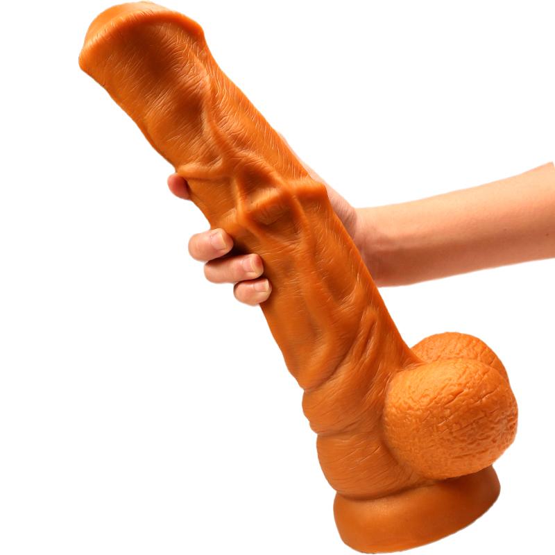 VaHppy Dildo extra large 2090g 37*8cm Masturbazione del pene per le donne Gay a forma di fallo Cavallo Pene Silicone liquido dorato Ventosa di potenza