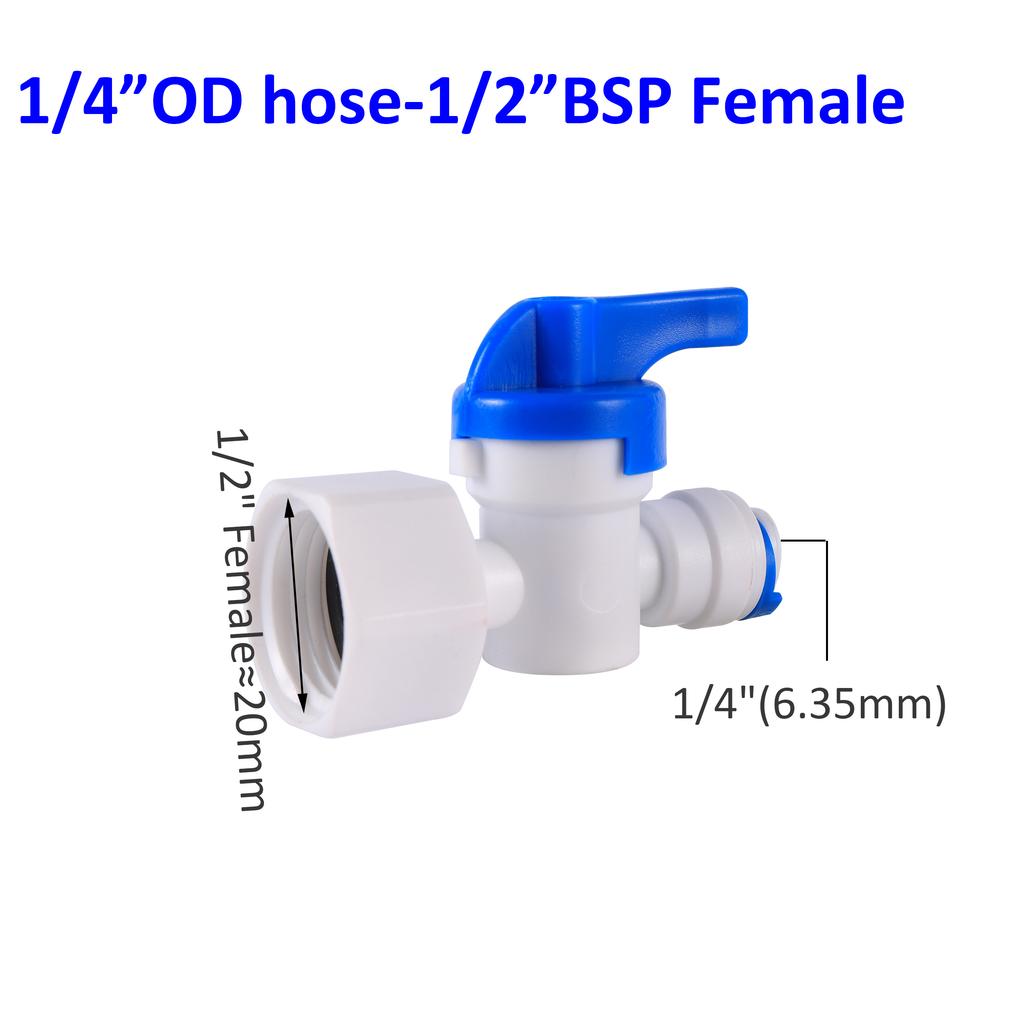RO Water Straight 1/4" 3/8" OD Hose 1/4"BSP 1/2" Male Thread Quick Connect Fittings Plastic Ball Valve Reverse Osmosis Fitting