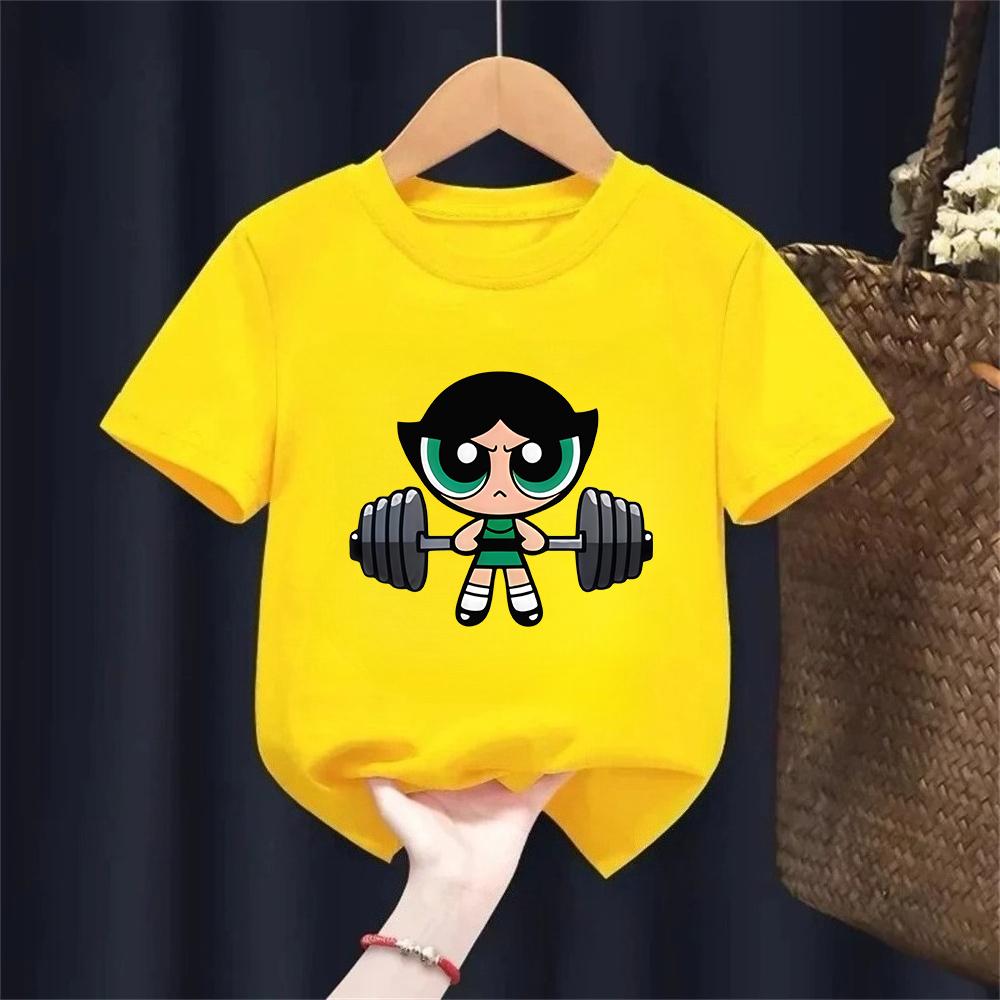 Girls Super Powerful Blouse Training Streetwear Tshirt Kids Shirt Academy Fitness Tshirt
