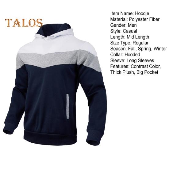Herren Kapuzenpullover Herbst Winter Colorblock Kordelzug Dicker Plüsch Lange Ärmel Große Tasche Mit Kapuze Retro Dünn Locker Alltagskleidung Lässiges Sporttop