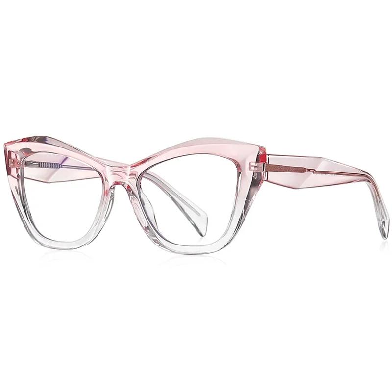Green Pink Cat Eye Glasses Anti Blue Light Photochromic Myopia Progressive Prescription Eyeglasses With Recipe