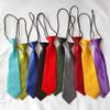 Solid Color Satin Kids Elastic Tie, Pre-tied Lazy Children Necktie, Uniform Accessory for Boys Girls School Daily Birthday Formal Occasion