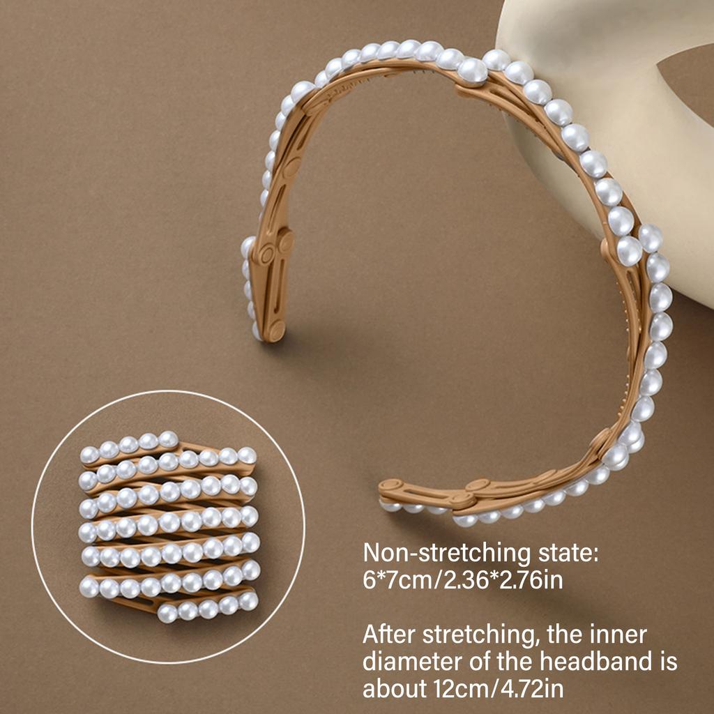 Fashionable Adjustable Pearls Headband Portable for Women Flexible and Foldable Hair Accessory for All Hair Types