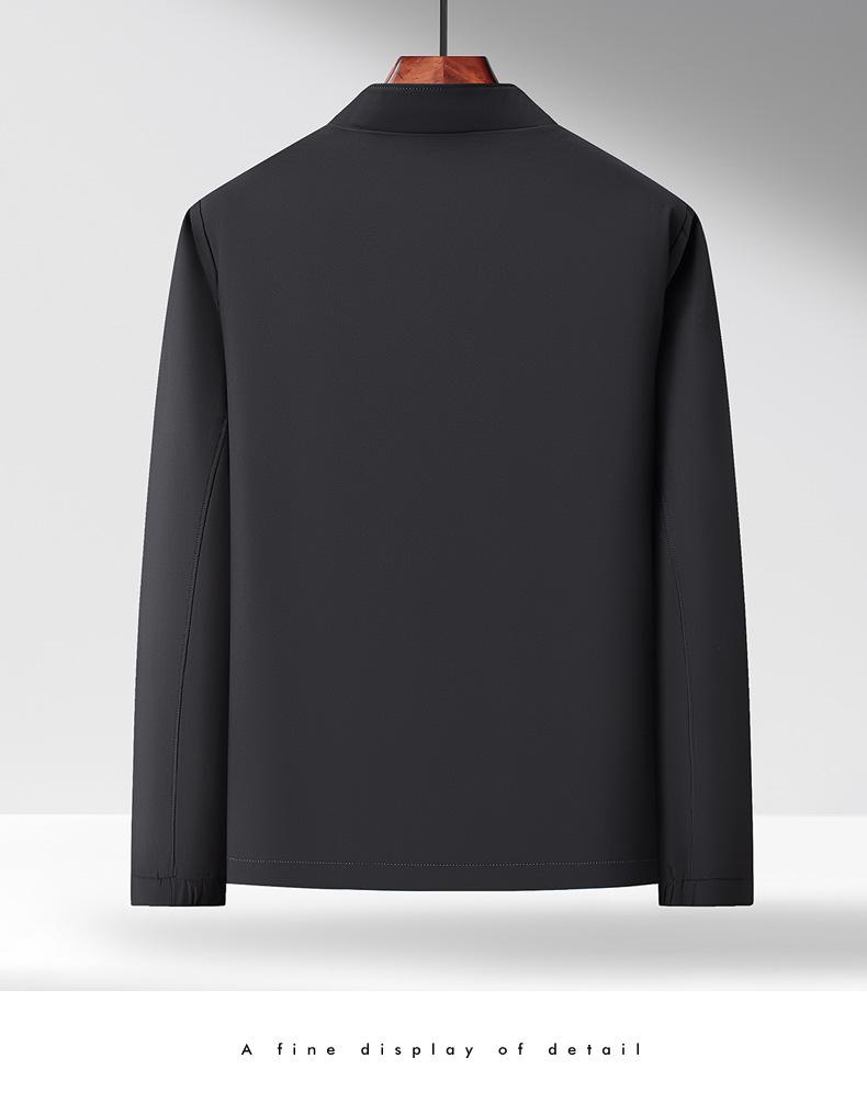 Men's Solid Color Stand Collar Zipper Jacket - Business Casual for Middle-aged and Elderly