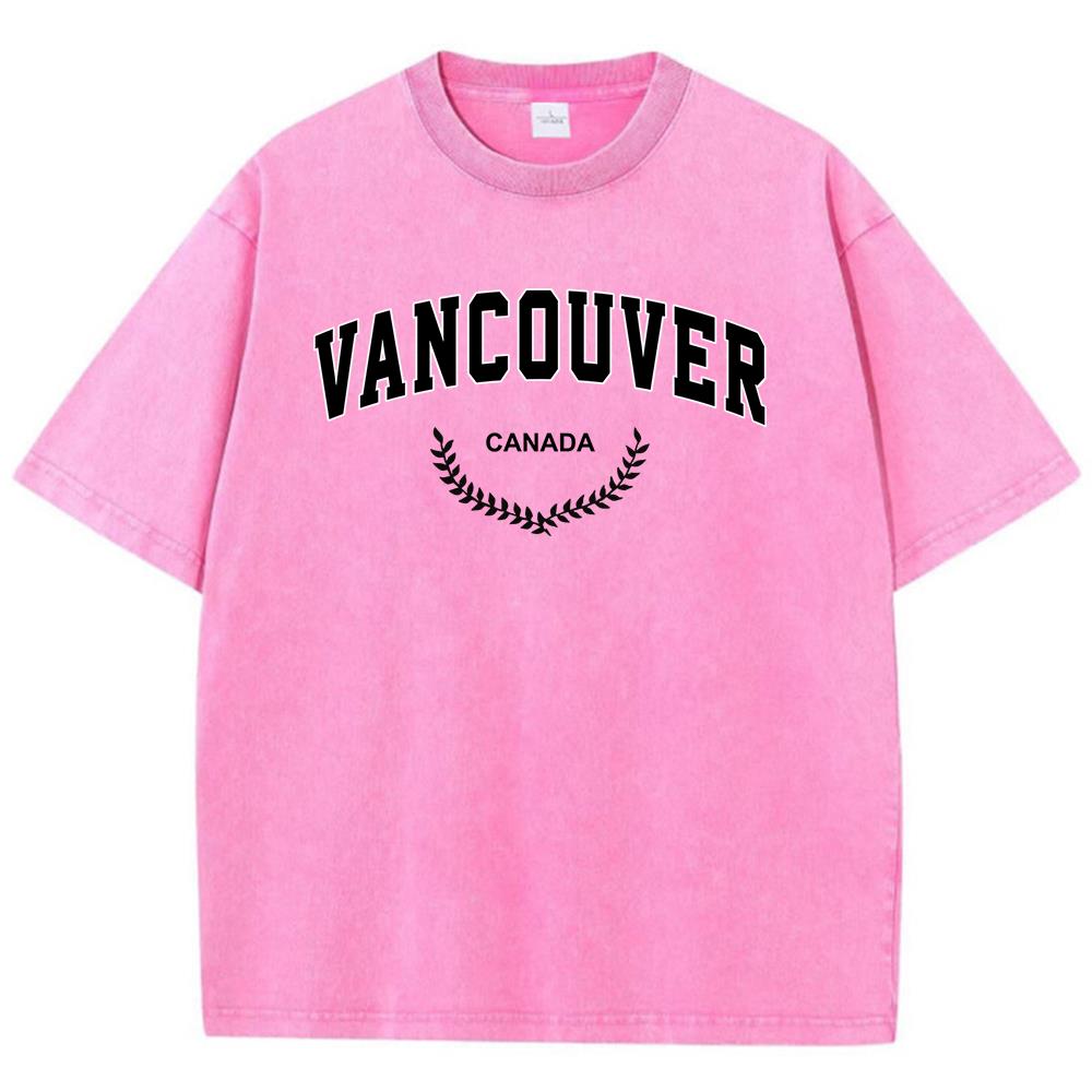 Vancouver Černé Písmo Pánská Trička Střih Oversized Tričko Volnočasové Měkké Tričko Pohodlné Prodyšné Krátký Rukáv