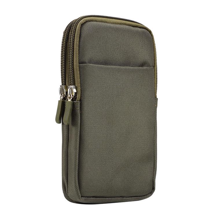 Nylon Mobile Phone Waist Bag with Double Zippers for Men