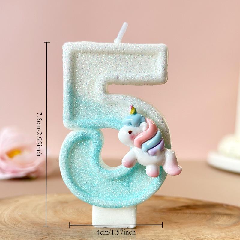 Cartoon Unicorn Digital Candle Birthday Candle Party Festival Cake Decoration Atmosphere Props