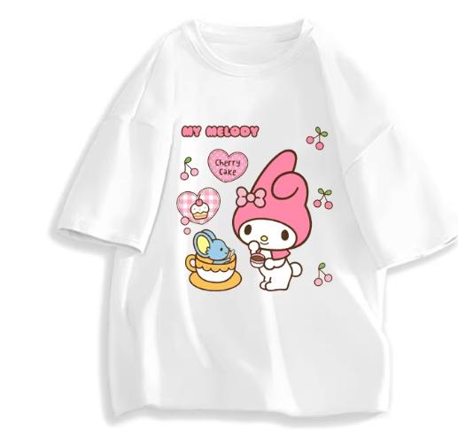 2026 New Fashion RoundNeck ShortSleeve TShirt Spring Summer Sanrio My Melody Women TShirt Unisex Trendy Cute Top Clothing