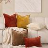 2pcs Bohemian Chenille Throw Pillow Covers Set Striped Double-Sided Cushion Covers with Zipper Closure, Soft Neutral Sofa Bed & Living Room Decor