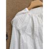 2025 Fall/Winter Women's White Check Doll Collar Lace Bell Sleeve Shirt