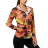 Women’s Zip Up Hooded Sun Jacket with Pockets Long Sleeve Lightweight Outerwear Tropical Print Design