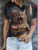 Summer Fashion Women's Animal T Shirt Stylish Kawaii Cat Printed Casual Short Sleeve Crew Neck Tees Round Neck Regular Tops
