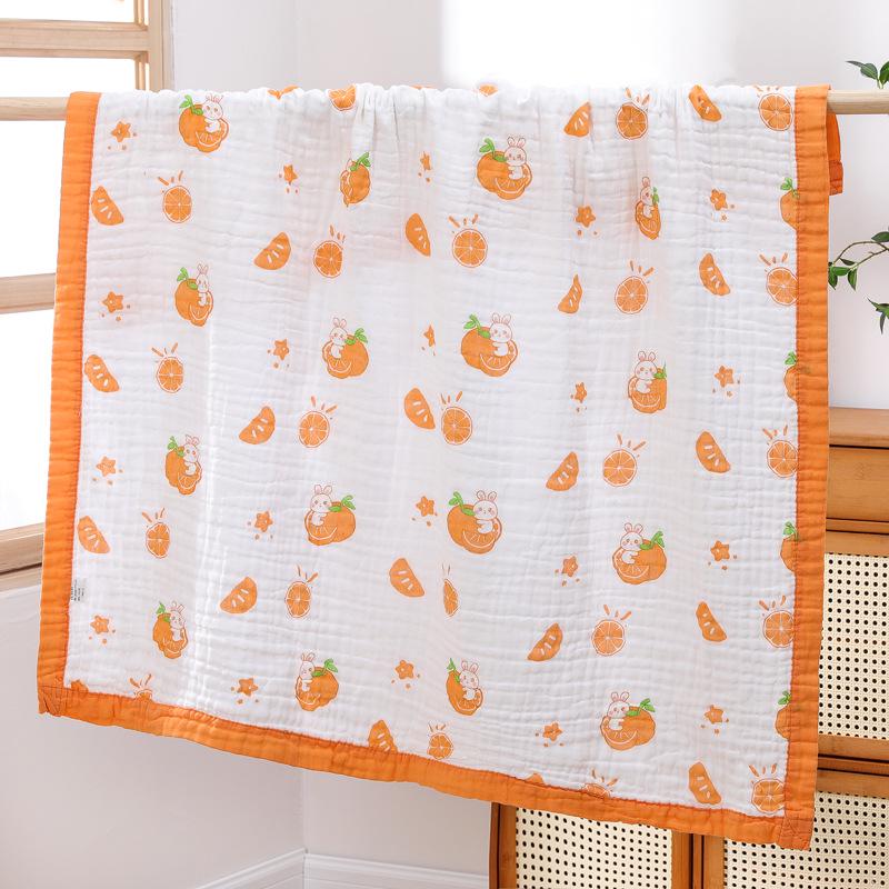 High-Density Cotton Newborn Bath Towel - Six-Layer Gauze, Printed Design, for Infants & Kids