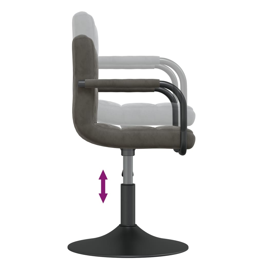 Vidaxl Dining Chair, Dark Grey, Upholstered In Velvet