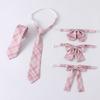 Pink Checkered Pre-Tied Neck Tie Japanese JK Girl Student Uniform Necktie Bowtie