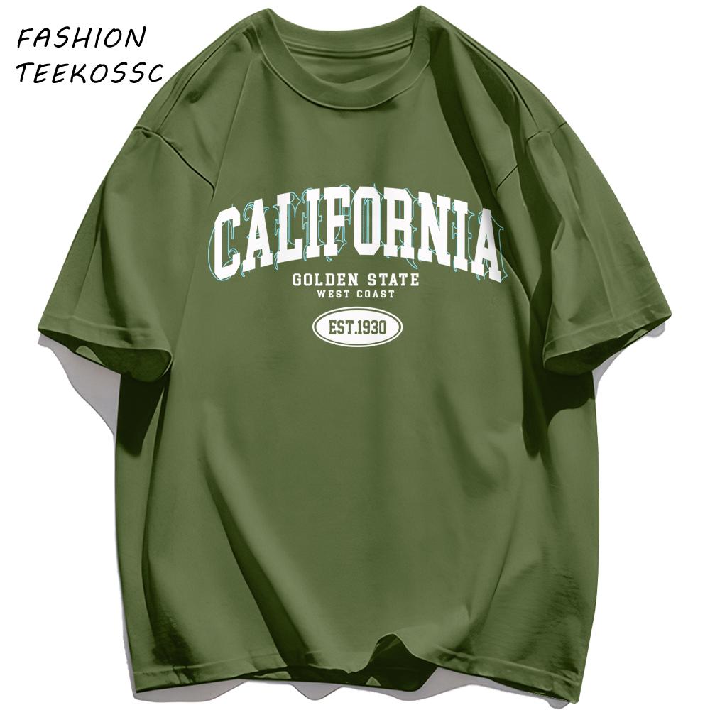 Golocn State California Est Men TShirts Casual Cotton TShirt ONeck AllMatch Clothing Unisex Loose Summer Basics Sportswear