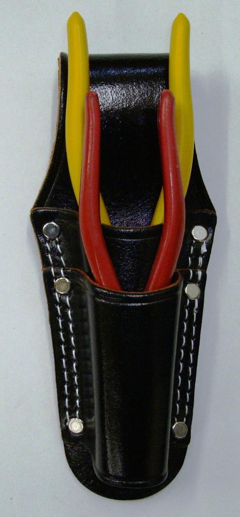KOZUCHI Black Split Leather Pliers Holder, 2-Tier, Double-Stitched, Embossed, SP-07