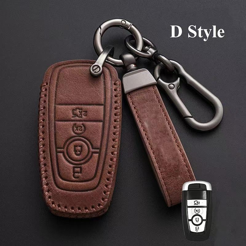 3 4-Tasten Leder Auto Schlüsselhülle Abdeckung für Ford Explorer Mustang Fusion Escape F150 F250 F350 F450 F550 Ford Raptor 2020 2021