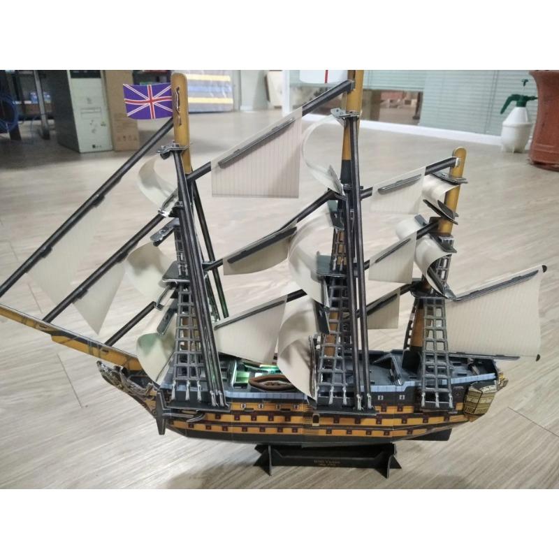 3d Stereo Puzzle Royal Victory with Led Lights Children's Assembled Boat Model Toys Birthday Gift
