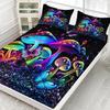 Color Mushroom Pattern Mattress Three-Piece Digital Printing Mattress Bedding Set Adult Children