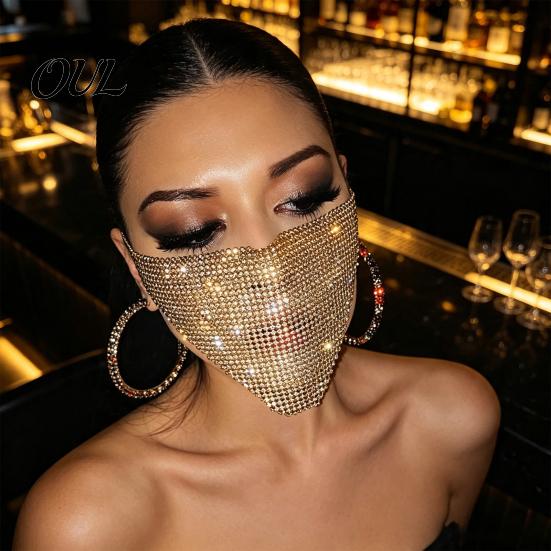 Sexy Nachtclub Requisiten Funkelnde Strass Gesichtsmaske, Glitzer Kristall Maskerade Bling Halb Exquisite Metallkunst Masken Abdeckungen für Damen Halloween