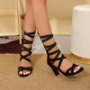 2026 High Heels Stretch Kalte Stiefel Schnürung Römische Sandalen Damen Stiletto Sommer Übergröße