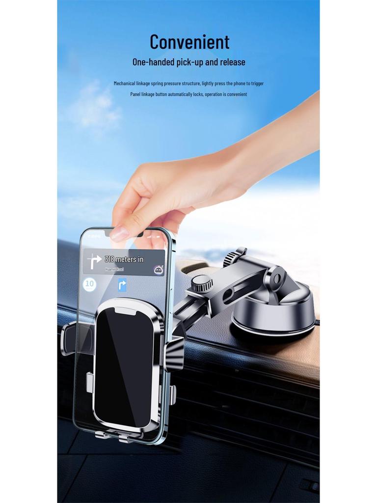 2024 Black Tech Suction Cup Car Phone Holder with Air Vent Support for Navigation