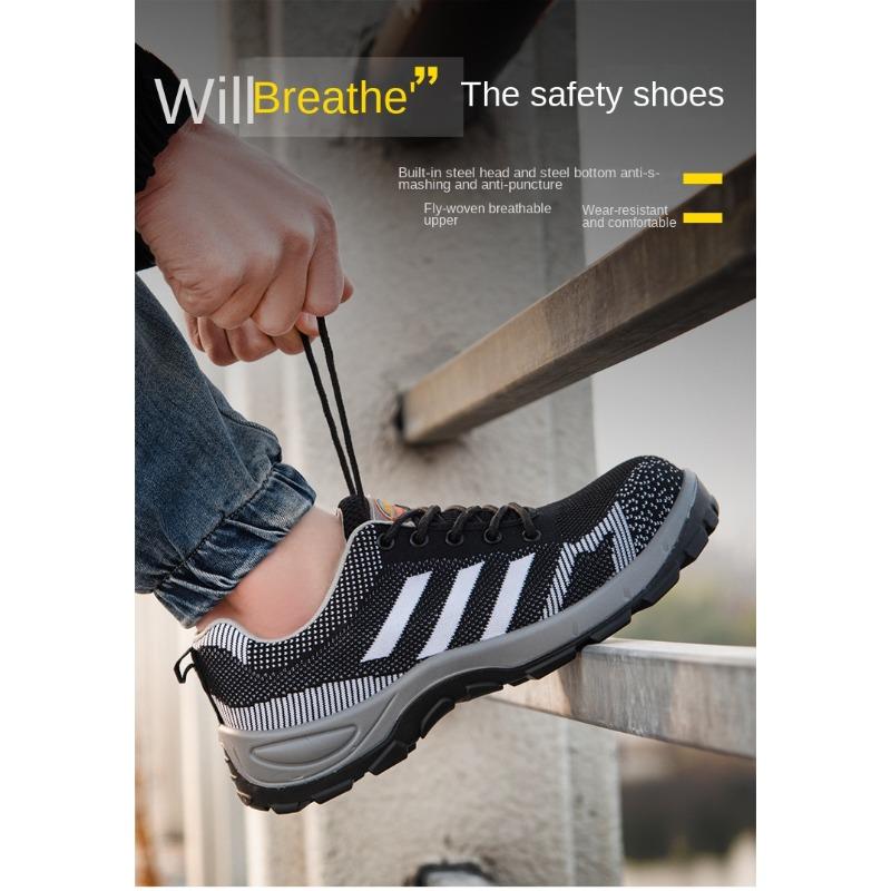 Arbeitsversicherungsschuhe für Männer, bruchfest, durchstichfest, verschleißfest, bequem und atmungsaktiv, Baotou aus Stahl, sicher und rutschfest für die Arbeit