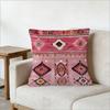 Boho Moroccan Pillow Cover Vintage Hot Pink Geometric Pattern Soft Throw Pillow Case For Ethnic Bohemian Home Sofa Decor Gift