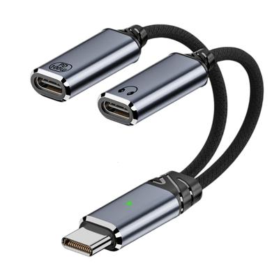 מפצל USB C Type C תקע כפול מתאם טעינה מהירה 100W כבל מפצל Type C זכר לכבל כפול נקבה לטלפון