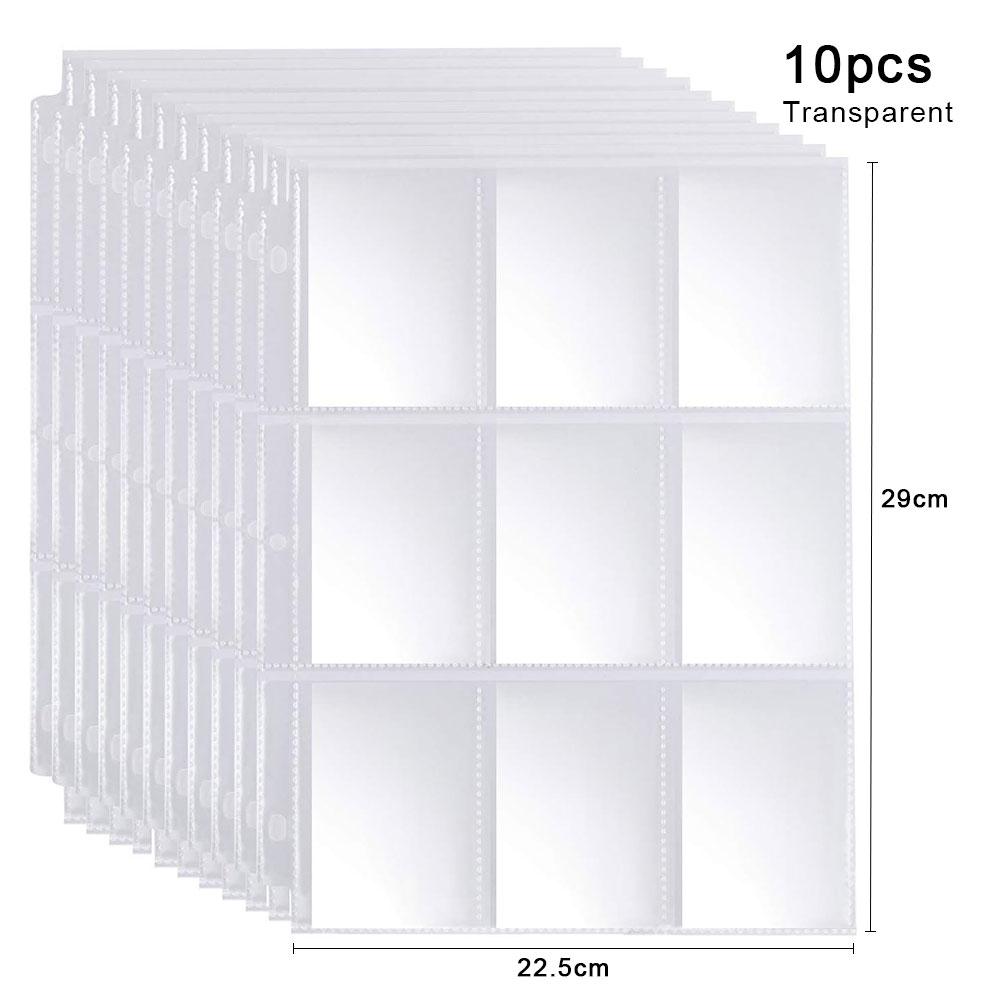 A4 Clear 10 Pcs Photo Album Refill Pages File Protector 4/11 Holes 6×4 8×10 4/11 Ring Binder Photocards Postcard Card Notebook