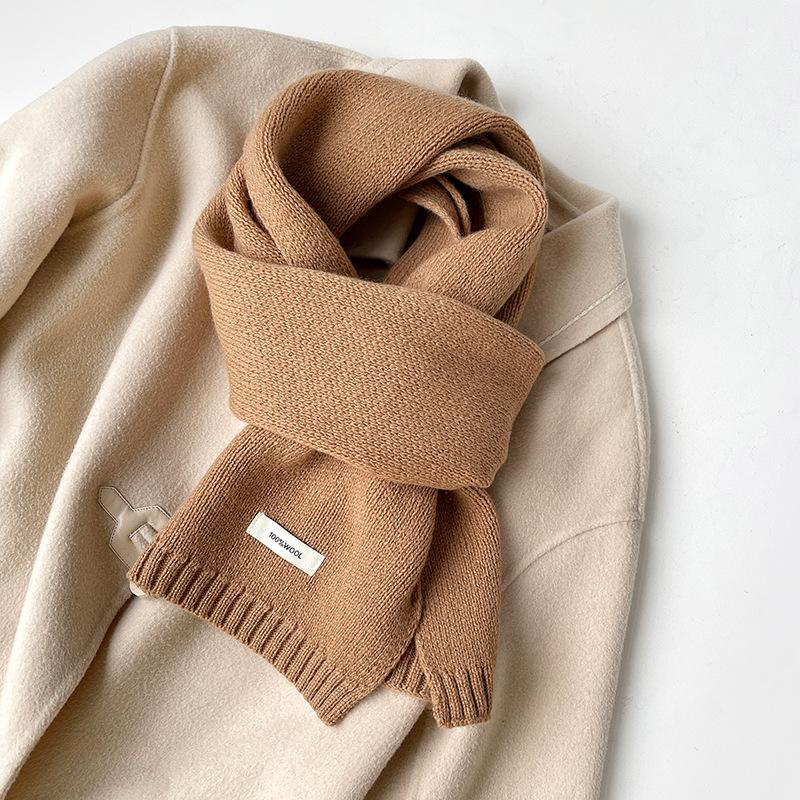 100% Pure Australian Wool Scarf Knitted Warm Neck Warmer For Men And Women New Style Solid Color Versatile Winter Accessory